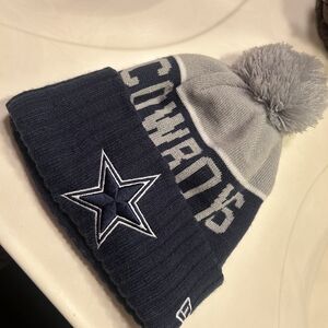 NFL Dallas Cowboys Pom Beanie - Navy & Light Gray